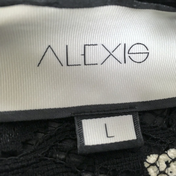 Alexis CYNDI v-neck semi sheer lace long sleeve chrochet top black NEW L - Picture 7 of 7